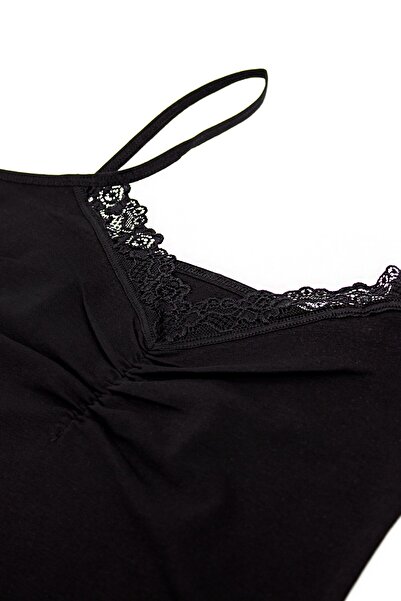 Öts Kadın Atlet İp Askılı Önü Büzgülü (%96 Pamuk - %4 Elastan)