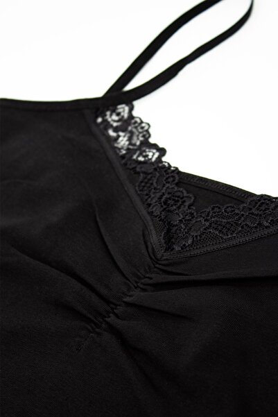 Öts Kadın Atlet İp Askılı Önü Büzgülü (%96 Pamuk - %4 Elastan)