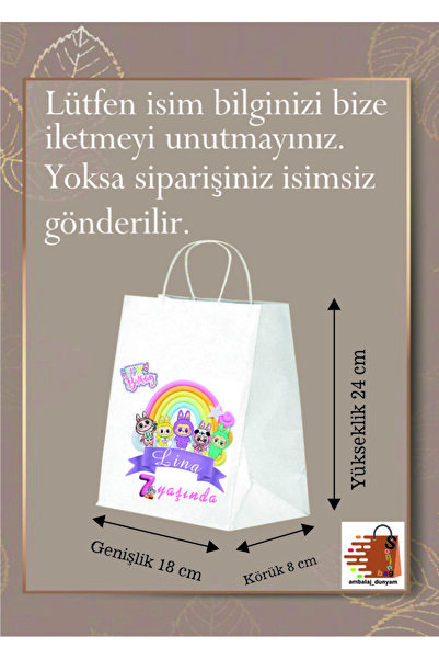 AMBALAJDÜNYAM KONSEPT LABUBU DOĞUM GÜNÜ HEDİYE POŞETİ / HEDİYE ÇANTASI ( 18*8*24) 25 ADET