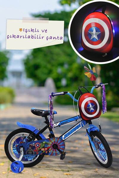 Joymax Süper kahramanlı Erkek Çocuk Bisikleti 16 jant Mavi-Led Işıklı K. Amer...