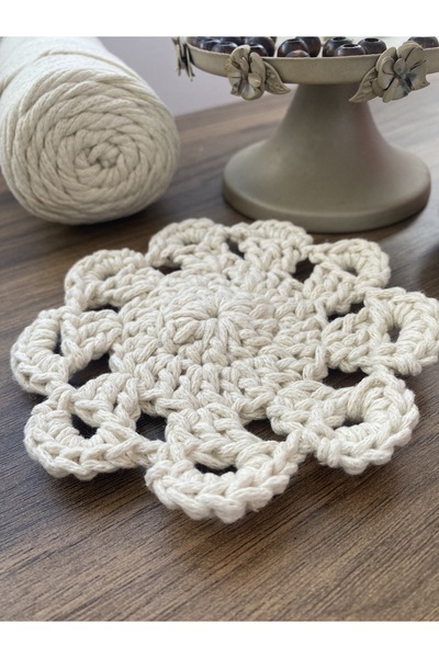 MVA 2li Örgü el işi Makrome fincan altlığı& örgü supla takımı