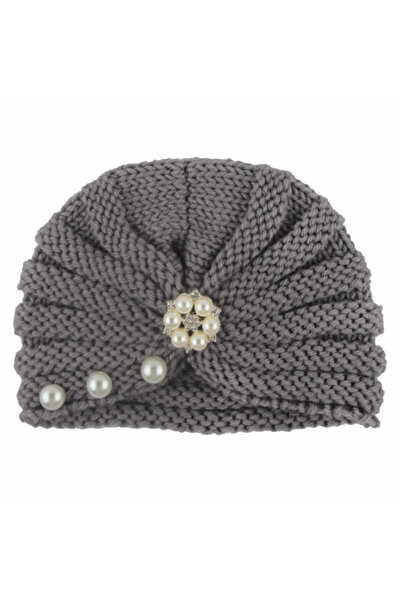 Bebelul Crocheted turban hat with pearls and rhinestones