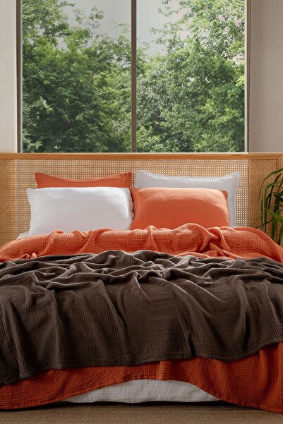 MYLASA HOME Müslin Yatak Örtüsü Ultra Yumuşak Yüksek Kaliteli 4 Kat Muslin Pike (Tek Kişilik (180x240 cm)