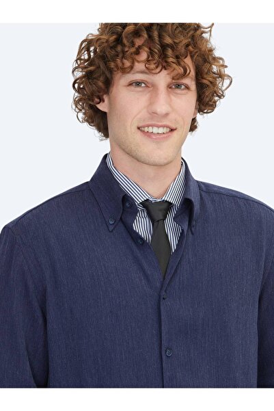 Kip Πλεκτό πουκάμισο με κανονική εφαρμογή Navy Blue