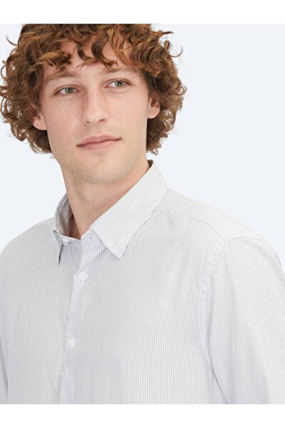 Kip Cămașă casual țesută cu linie albă, cu croială normală