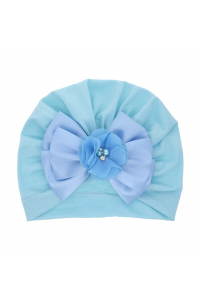 Superbaby Turban hat with satin bow applied to the front