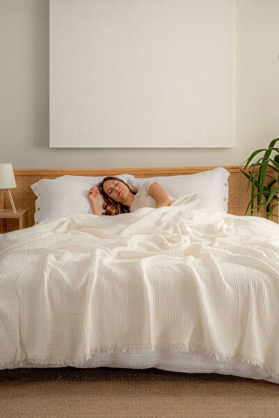 MYLASA HOME Muslin Bedspread Ultra Soft High Quality 4 Layers Muslin Pike (Single Size (180X240 cm)