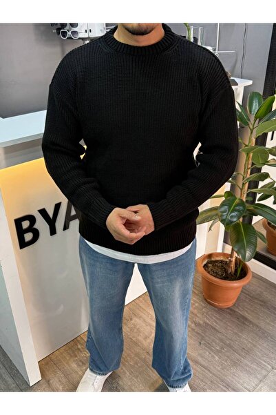 BYATA MENS STYLE Men's Round Neck Oversize Knit Sweater