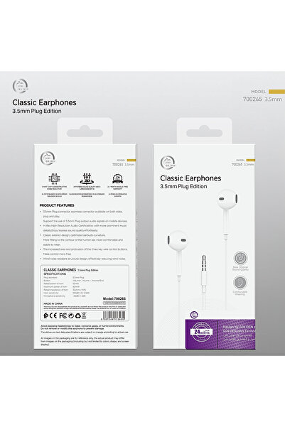 Golden Plus Classic Wired Earphones – AUX (3.5mm) Plug | High-Resolution Sound