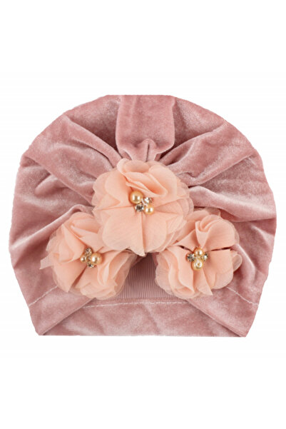 Superbaby Velvet turban hat with appliquéd flowers