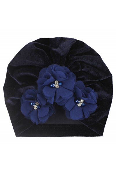Bebelul Velvet turban hat with appliquéd flowers