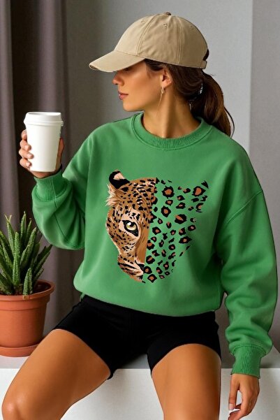 ArtYus Tricou unisex cu mânecă lungă Tiger Transfer cu imprimeu guler rotund ...