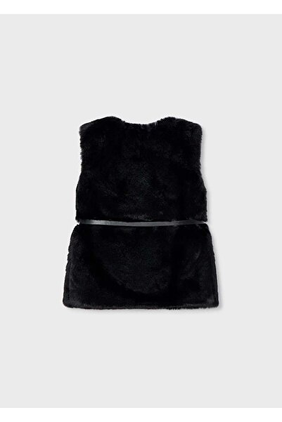 MAYORAL Belted Fur Girl's Vest - Black