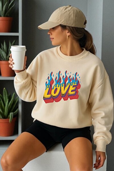 ArtYus Φούτερ Unisex με μακρύ μανίκι Love Transfer με τύπωμα με λαιμόκοψη ποδ...