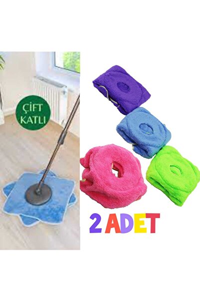 ÇEÇEN HOME (2 Adet) 360° Döner Başlıklı Mop Yedek Mikrofiber Havlu Mop Çift K...