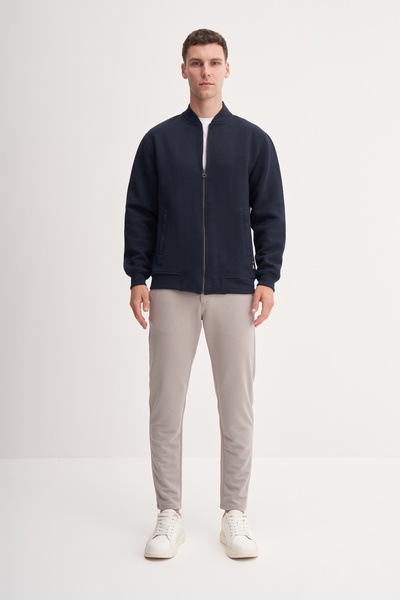 Cazador Καπιτονέ ύφασμα ζακάρ ψαροκόκαλο Premium Coll. Ζακέτα με κολάρο κανονικής εφαρμογής-53400