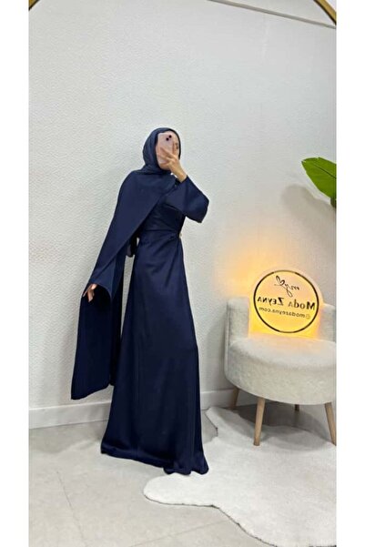moda zeynaa Pelerinli Saten Abiye