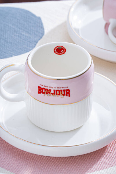 ACAR Adonis Pink 6-Person Coffee Cup Set - 100 ml