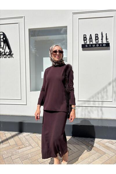 MissWhence Mi̇ss 268 Feather Detailed Women's Tunic Brown