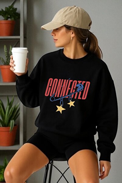 ArtYus سويت شيرت برقبة دائرية وأكمام طويلة للجنسين مطبوع عليه Connected Transfer