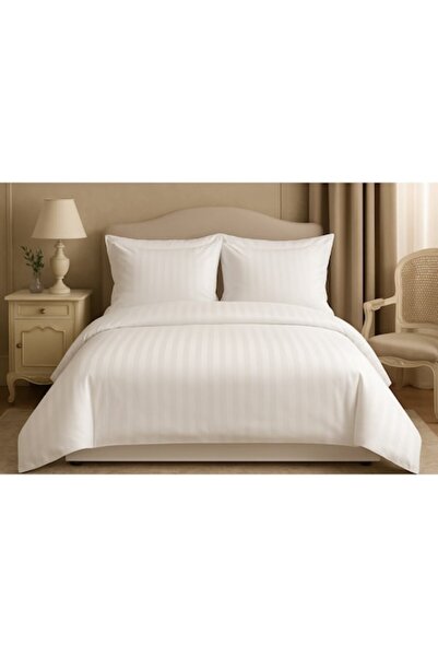 celhome 4-Piece Premium Damask Bedding Set, Double Bed, 200x230 cm, White