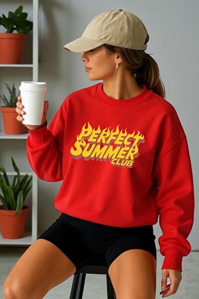 ArtYus Mânecă lungă unisex Perfect Summer Transfer cu imprimeu guler rotund p...