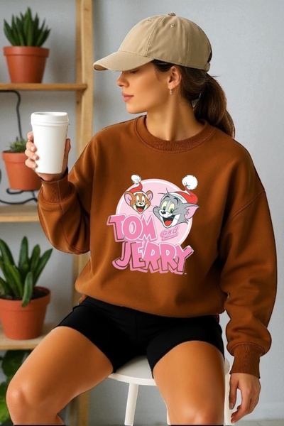 ArtYus Φούτερ με μακρυμάνικο Unisex Tom and Jerry Transfer με τύπωμα με λαιμό...