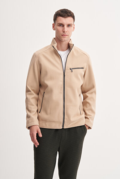 Cazador Premium Regular Fit Κασετένιο Ύφασμα Παλτό-13290