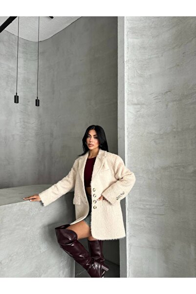 Butik Kaşe Kumaş Oversize Blazer Kaban Ceket