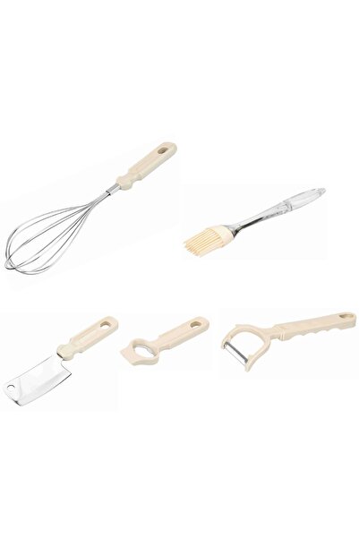 Sungroup Beige Color Kitchen Utensils 5 Pcs Set