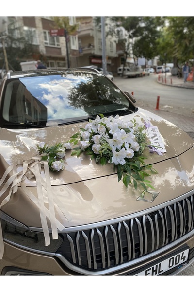 Z&B FLOWERS Araba Süsü Araba Çiçeği Vakumlu Gelin Arabası Süsü Yapay Çiçek
