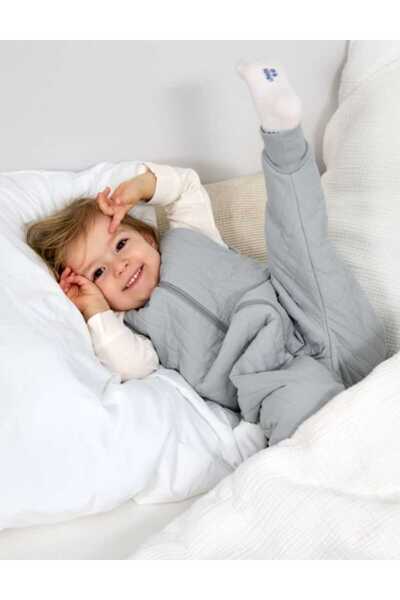 PAMUK HANIM Kışlık 3 Tog Ayaklı Kız-Erkek Çocuk Fermuarlı, Kolsuz Uyku Tulumu Kapitone/BEBE MAVİ