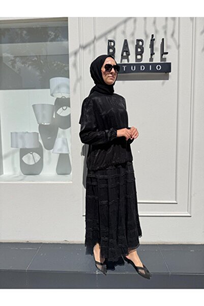 MissWhence 38025 Lace Detailed Silk Women's Set Black