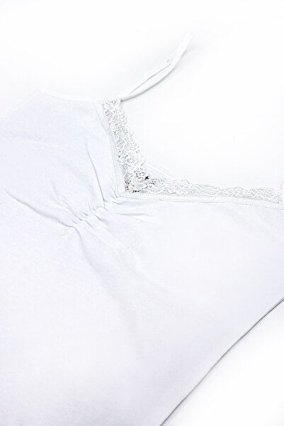 Öts Kadın Atlet İp Askılı Önü Büzgülü (%96 Pamuk - %4 Elastan)