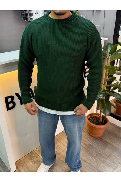 BYATA MENS STYLE Men's Round Neck Oversize Knit Sweater