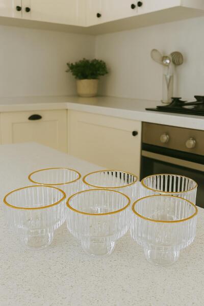 İLİVA 6 lı Yaldızlı Cam Origami Mini Sunumluk Lokumluk Kahve Yanı Drajelik | ...