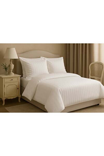 celhome 4-Piece Premium Damask Bedding Set, Double Bed, 200x230 cm, White