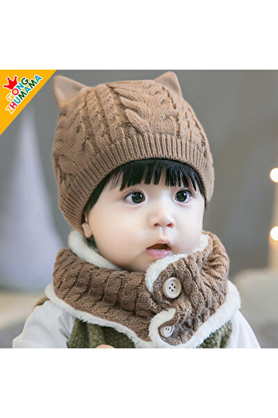 Superbaby Set maro imblanit caciulita cu fular - Pisicuta