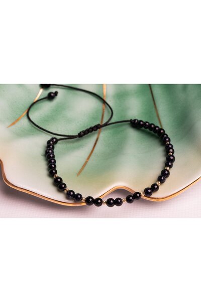 OEM Brățară cu Piatra Soarelui și bilute din Aur 14k - Reglabila