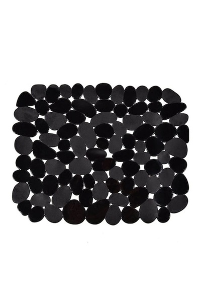 ANTBRO Covoraș antiderapant pentru chiuvetă Antbro, design Pebble, negru mat și lucios, 30,5x26cm