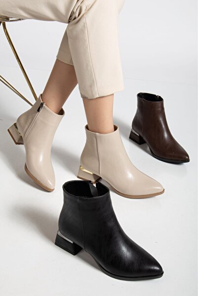 topukludünyası Sade Şık Fermuarlı Kadın Bot