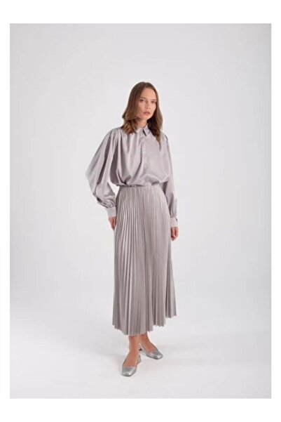 PİNK FLY Women's Basic High Waist Pleated Skirt