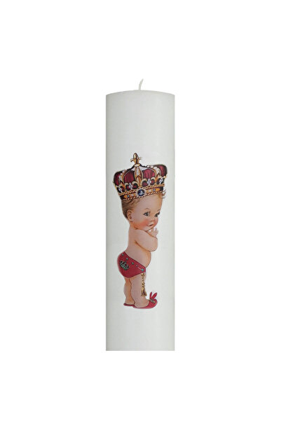 SERVUS COLLECTION Baptism Candle Prince with red 4.5 cm 60 cm