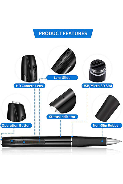 Generic قلم كاميرا واي فاي عالي الجودة مع مسجل فيديو عالي الدقة وكاميرا محمولة للجسم