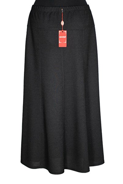 Hermevsim Hesna Women's Seher Winter Plus Size Stoned Unlined Latex Black Skirt