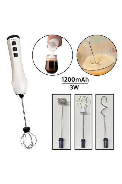 Generic Mini Rechargeable Blender for Matcha and Various Drinks small hand mixer white color