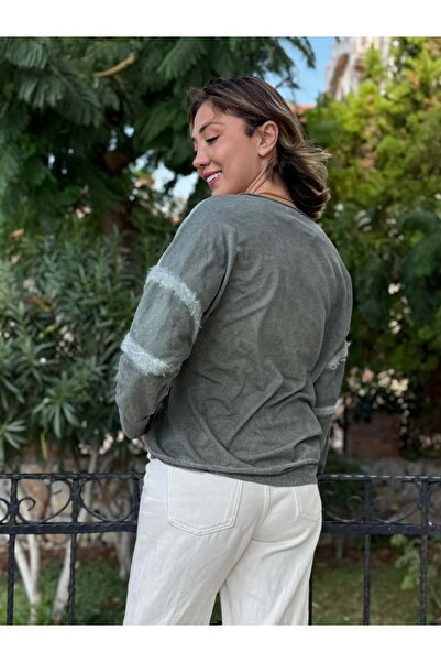 Punta Otantik Nc53659C Italian Min Stone Cotton Sweatshirt Khaki