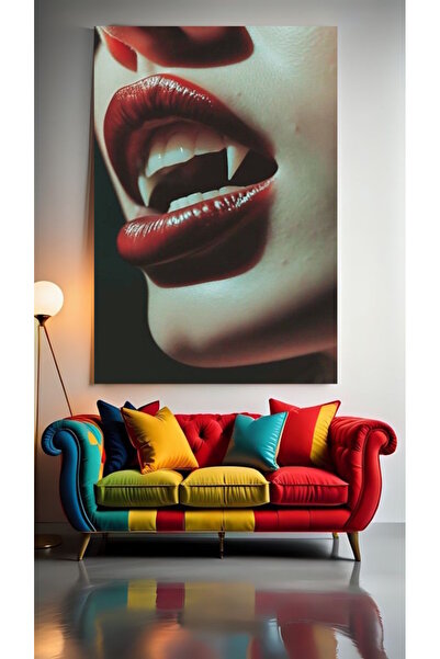özkacar DINȚI DE VAMPIR V1 Tablou pe pânză pentru decorarea casei, perete, sa...