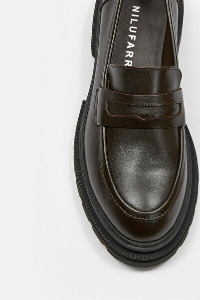 NILUFARR Minka Bitter Coffee Дамски мокасини от естествена кожа