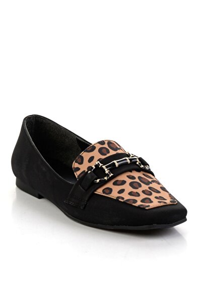 Bambi Siyah Leopar Kadın Babet K01327413004